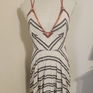 Ecote Strapless Dress with Black and Orange Details